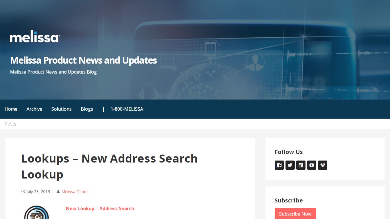 Lookups – New Address Search Lookup - Melissa